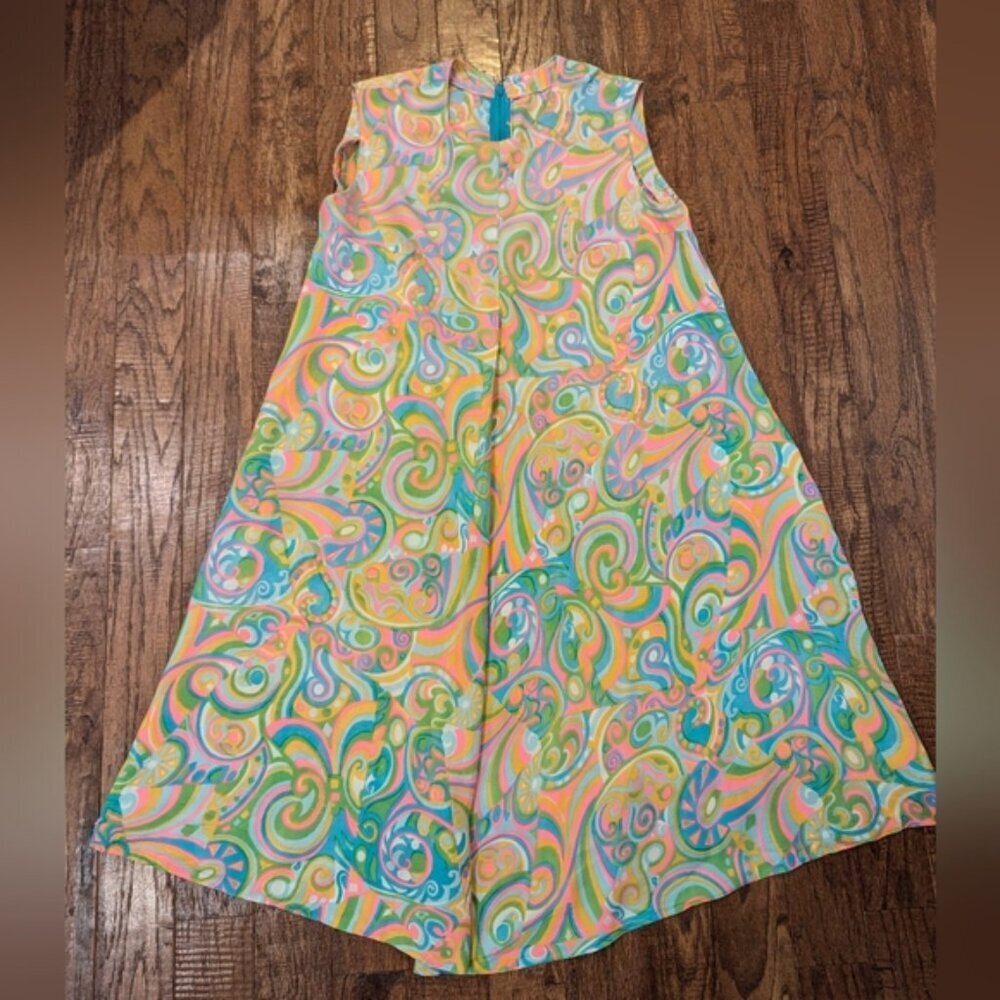 60's vintage iconic psychedelic disco shift dress. Couture Size 8/10. - Picture 11 of 12